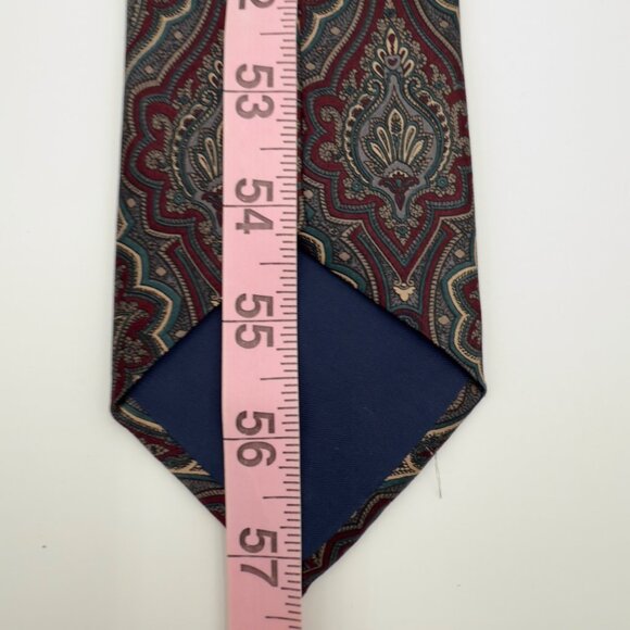 Lands’ End Direct Merchants Men’s Necktie Maroon/Green/Blue 90’s Office - Picture 8 of 8